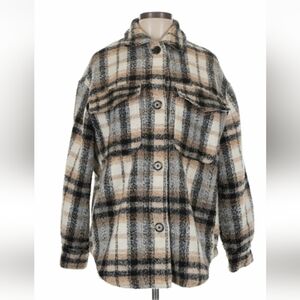 Bershka Plaid Button‑Front Shacket Jacket Women’s M‑L